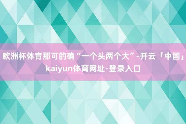 欧洲杯体育那可的确“一个头两个大”-开云「中国」kaiyun体育网址-登录入口