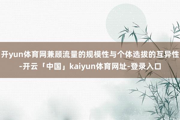 开yun体育网兼顾流量的规模性与个体选拔的互异性-开云「中国」kaiyun体育网址-登录入口
