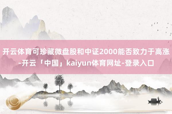 开云体育可珍藏微盘股和中证2000能否致力于高涨-开云「中国」kaiyun体育网址-登录入口