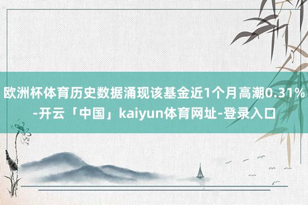 欧洲杯体育历史数据涌现该基金近1个月高潮0.31%-开云「中国」kaiyun体育网址-登录入口