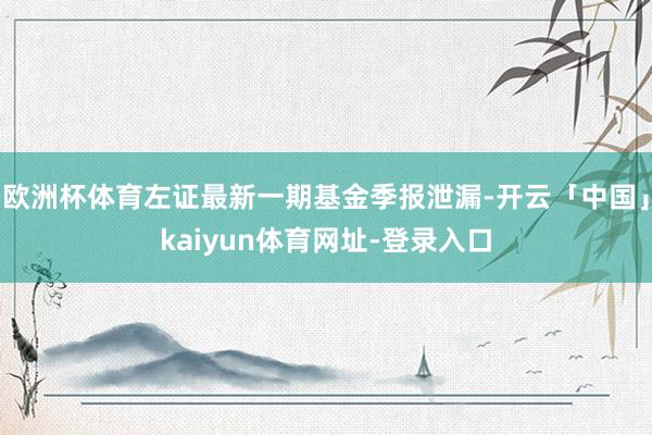 欧洲杯体育左证最新一期基金季报泄漏-开云「中国」kaiyun体育网址-登录入口