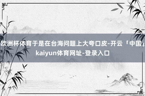 欧洲杯体育于是在台海问题上大夸口皮-开云「中国」kaiyun体育网址-登录入口