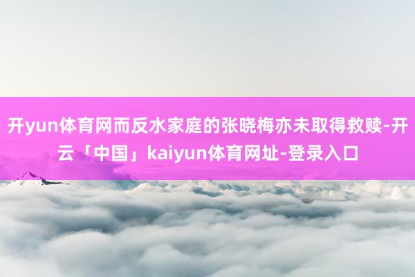 开yun体育网而反水家庭的张晓梅亦未取得救赎-开云「中国」kaiyun体育网址-登录入口