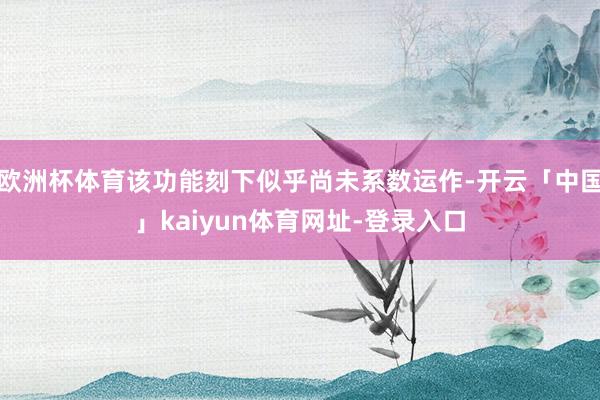 欧洲杯体育该功能刻下似乎尚未系数运作-开云「中国」kaiyun体育网址-登录入口